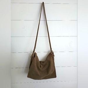 G.H. Bass Co Y2K real leather suede messenger bag olive green